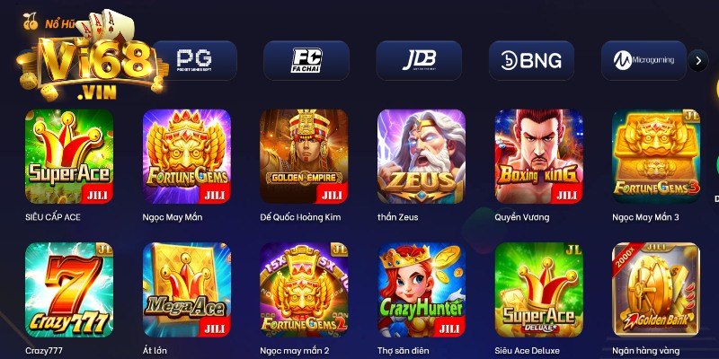 Các siêu phẩm game Vi68 cung cấp