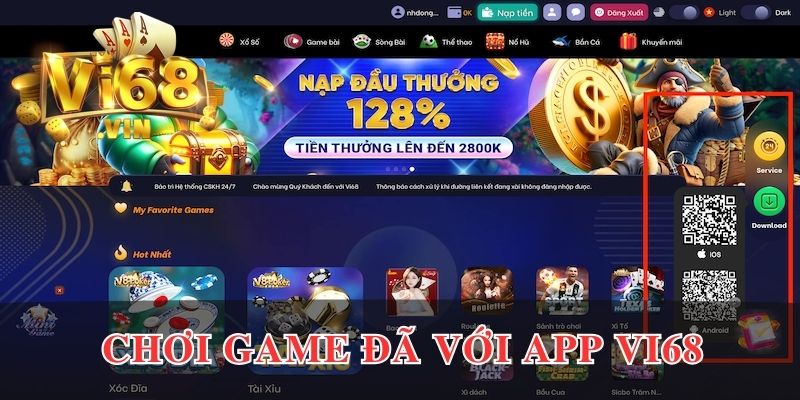 Chơi game cực đã với ứng dụng Vi68