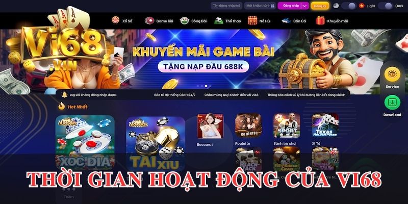 Thời gian hoạt động chính thức của Vi68