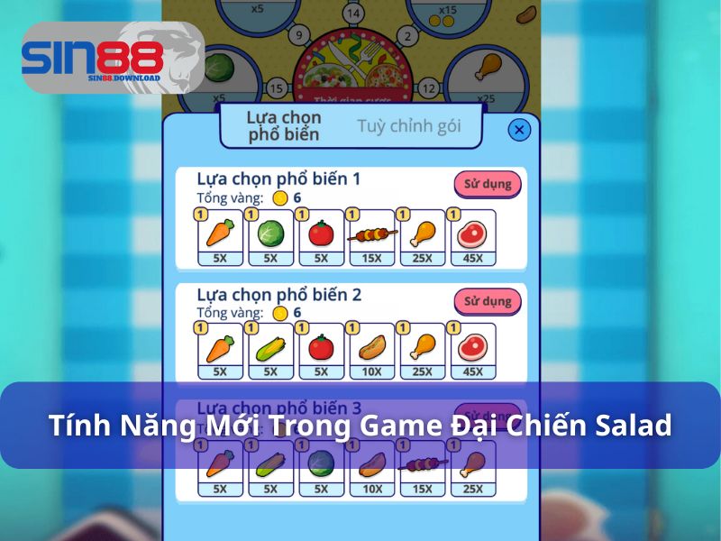 Tính năng mới trong game Đại chiến Salad